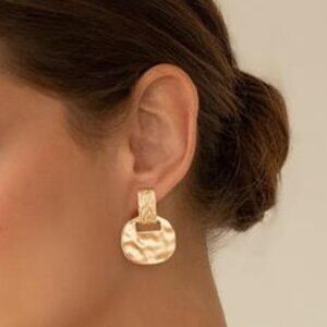 🌿 Hand-Hammered Brass Drop Earrings | Elegant Textured Dangle Jewelry 🌿